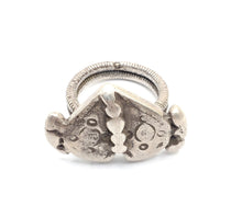 Load image into Gallery viewer, Antique Tuareg Silver Ring: Moroccan Tribal Jewelry, Size 9
