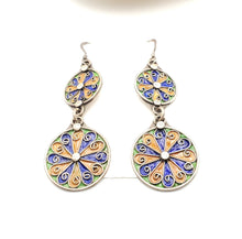 Load image into Gallery viewer, Moroccan Berber Sterling Silver Enamel Dangle Earrings
