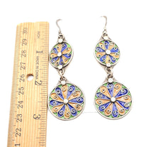 Load image into Gallery viewer, Moroccan Berber Sterling Silver Enamel Dangle Earrings
