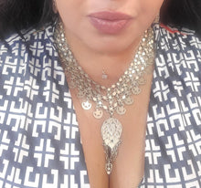 Load image into Gallery viewer, Antique Bawsani Silver Dangled Beads Necklace: Yemen Tribal Jewelry
