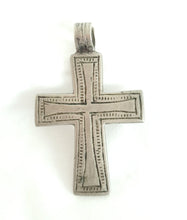 Load image into Gallery viewer, Antique Ethiopian Silver Cross Pendant: Boho Amulet Jewelry
