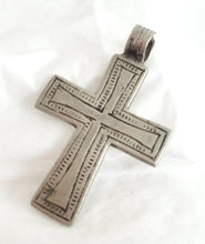 Load image into Gallery viewer, Antique Ethiopian Silver Cross Pendant: Boho Amulet Jewelry
