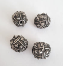 Load image into Gallery viewer, Antique Silver Star Burst Globe Bead: Yemen Bedouin Tribal Jewelry Supply
