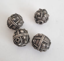 Load image into Gallery viewer, Antique Silver Star Burst Globe Bead: Yemen Bedouin Tribal Jewelry Supply

