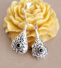 Load image into Gallery viewer, Moroccan Berber Sterling Silver Dangle Earrings: Filigree Design
