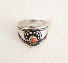 Load image into Gallery viewer, Moroccan Coral Berber Ring: Handmade Sterling Silver Ethnic Jewelry, Size 9.5
