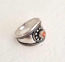 Load image into Gallery viewer, Moroccan Coral Berber Ring: Handmade Sterling Silver Ethnic Jewelry, Size 9.5
