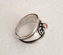 Load image into Gallery viewer, Moroccan Coral Berber Ring: Handmade Sterling Silver Ethnic Jewelry, Size 9.5
