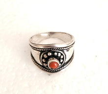 Load image into Gallery viewer, Moroccan Coral Berber Ring: Handmade Sterling Silver Ethnic Jewelry, Size 9.5
