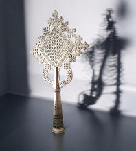 Load image into Gallery viewer, Handmade Ethiopian Orthodox Nickel Cross: Large Coptic Processional Cross
