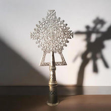 Load image into Gallery viewer, Handmade Ethiopian Orthodox Nickel Processional Cross: Religious Home Decor
