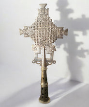 Load image into Gallery viewer, Handmade Ethiopian Orthodox Nickel Processional Cross: Religious Home Decor
