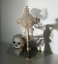Load image into Gallery viewer, Handmade Ethiopian Orthodox Nickel Processional Cross: Religious Home Decor
