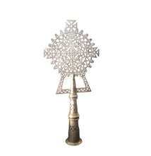 Load image into Gallery viewer, Handmade Ethiopian Orthodox Nickel Processional Cross: Religious Home Decor
