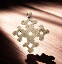 Load image into Gallery viewer, Antique Ethiopian Silver Cross Pendant: Boho Amulet Jewelry
