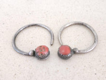 Load image into Gallery viewer, Antique Kabyle Sterling Silver Coral Earrings: Berber Dangle Jewelry
