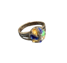 Load image into Gallery viewer, Berber Silver Enamel Talisman Ring: Moroccan Tribal Jewelry, Size 7.5
