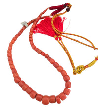 Load image into Gallery viewer, Antique Yemen Red Coral Bead Necklace: Islamic Worry Beads
