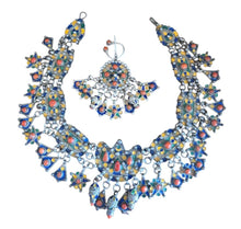 Load image into Gallery viewer, Antique Algerian Coral Bead Necklace: Kabyle Silver Pendants, Ethnic Jewelry
