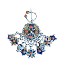 Load image into Gallery viewer, Antique Silver Enamel Coral Fibula: Algerian Berber Pendant
