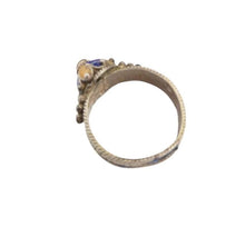 Load image into Gallery viewer, Berber Silver Enamel Talisman Ring: Moroccan Tribal Jewelry, Size 8.5
