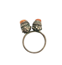Load image into Gallery viewer, Antique Bawsani Yemen Silver Red Coral Ring - Size 7
