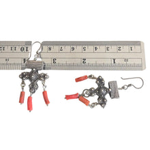 Load image into Gallery viewer, Antique Moroccan silver coral Beads Earrings Ethnic Tribal
