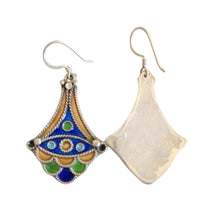 Load image into Gallery viewer, Moroccan Berber Enamel Sterling Silver Dangle Earrings
