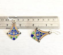 Load image into Gallery viewer, Moroccan Berber Enamel Sterling Silver Dangle Earrings
