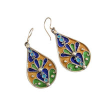 Load image into Gallery viewer, Moroccan Berber Enamel Sterling Silver Dangle Earrings
