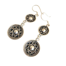 Load image into Gallery viewer, Moroccan Berber Enamel Sterling Silver Dangle Earrings
