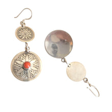 Load image into Gallery viewer, Moroccan Berber Coral Dangle Earrings: Sterling Silver Handmade Jewelry
