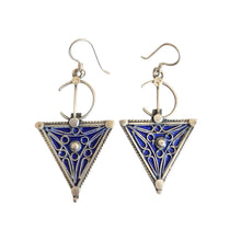 Load image into Gallery viewer, Berber Fibula Sterling Silver Dangle Earrings: Moroccan Jewelry
