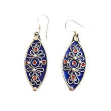 Load image into Gallery viewer, Moroccan Berber Enamel Sterling Silver Dangle Earrings
