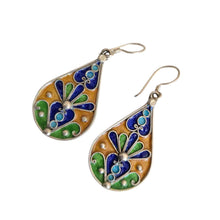 Load image into Gallery viewer, Moroccan Berber Enamel Sterling Silver Dangle Earrings
