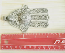 Load image into Gallery viewer, Moroccan Old Huge silver Hand of Fatima Hamsa Pendant Amulet,Berber Jewelry,African Jewelry,Moroccan Jewelry,Hand of Fatima Charm,
