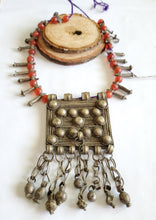 Load image into Gallery viewer, Antique Ethiopian silver amulet Phallic Pendants Glass Beads necklace,Hand Crafted, Ethiopian Telsum,african Silver, ethiopian jewelry

