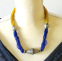Load image into Gallery viewer, Antique Ethiopian silve amulet necklace with Venetian Trade Beads,thiopian necklace,Hand Crafted, Ethiopian Telsum,Silver, Pendants Necklace
