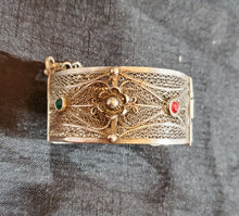 Load image into Gallery viewer, Antique Silver Moroccan Tiznit Berber filigree Bracelet, ethnic tribal, tribal bracelets,Moroccan jewelry,ethnic jewelry, filigree bracelets
