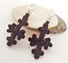 Load image into Gallery viewer, Ethiopian Leather Coptic Cross Amulet Earrings , Christian Jewelry, braided leather, Earrings cross,leather Jewelry,Cross Earrings
