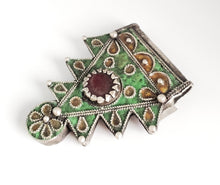 Load image into Gallery viewer, Antique Berber Silver enamel Pendant silver 925,moroccan Amulet ,Berber Jewelry, enamel Jewelry,Charm Pendant,
