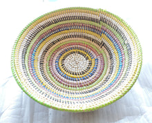 Load image into Gallery viewer, African Ethiopian handwoven Round bread or fruit basket,African Art, Décor Baskets,Wicker Basket, Straw Basket ,Wall Boho Decor
