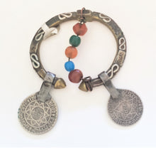 Load image into Gallery viewer, antique silver coins glass baeds Tuareg head ornament,Mauritania glass,Berber Jewelry,African Jewelry,Moroccan Jewelry,Berber Ethnic,
