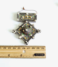 Load image into Gallery viewer, Moroccan Huge Old Enamel Silver Cross Pendant ,silver 925,Moroccan Amulet ,Cross Jewelry,Enamel Jewelry,Berber Pendant,
