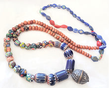 Load image into Gallery viewer, Antique Seven Layer Chevron Venetian Millefiori Kiffa Agate Strand Beads 1800's African Trade,venetian bead,Old Glass Beads
