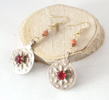 Load image into Gallery viewer, Antique Moroccan Old Silver pendants coral Earrings ,Ethnic Tribal,sliver Earrings,Dangle &amp; Drop Earrings,Tribal Jewelry,
