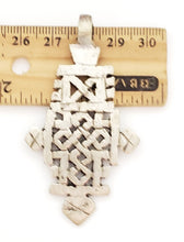 Load image into Gallery viewer, silver cross ,Coptic Cross ,Christian cross ,metal pendant, Ethiopian jewlry,Ethiopian Christian silver cross pendant

