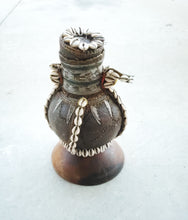 Load image into Gallery viewer, Antique Ethiopian Tribal Hand carved Wood Milk Samburu Black Wood Shells Milk Jug African Decor, ,Art Décor,Home Décor, religious art
