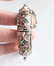 Load image into Gallery viewer, Antique Silver Moroccan Berber enamel Bracelet,ethnic tribal, tribal bracelets,Moroccan jewelry, ethnic jewelry, Tuareg bracelets
