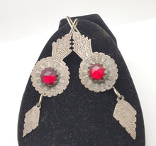 Load image into Gallery viewer, Antique Moroccan Old Berber Earrings Silver with Glass Talhakimt,Ethnic Tribal,sliver Earrings,Dangle &amp; Drop, Earrings,Tribal Jewelry,
